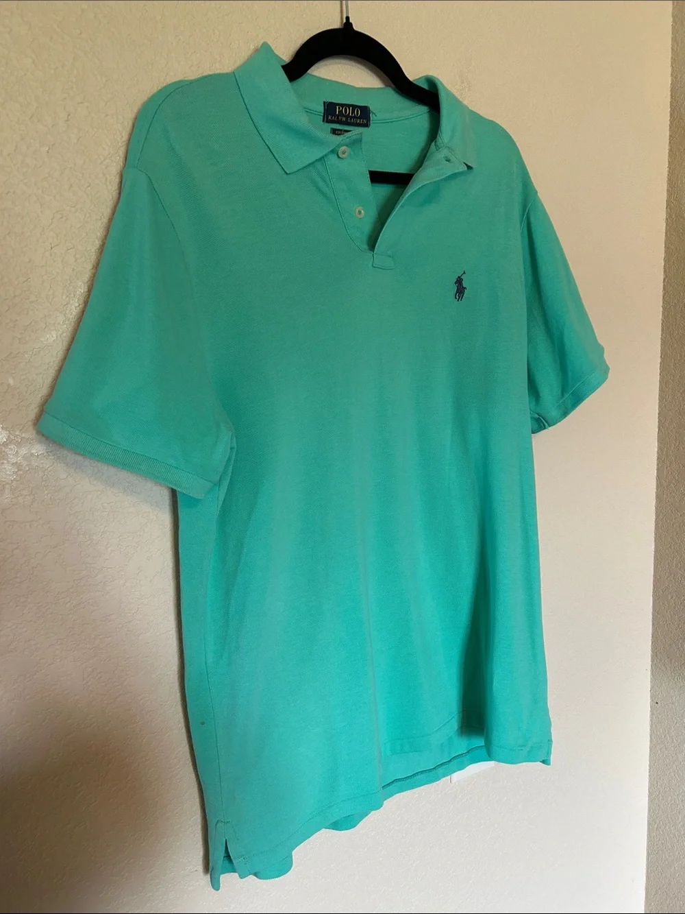 Polo Ralph Lauren Custom Slim Fit Polo Shirt Aqua Turquoise Cotton Men’s Large